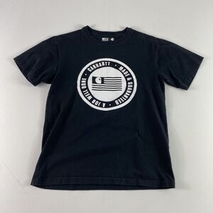 Carhartt Shirt Mens Small Black Relaxed Fit Made USA Workwear Graphic Tee Cotton